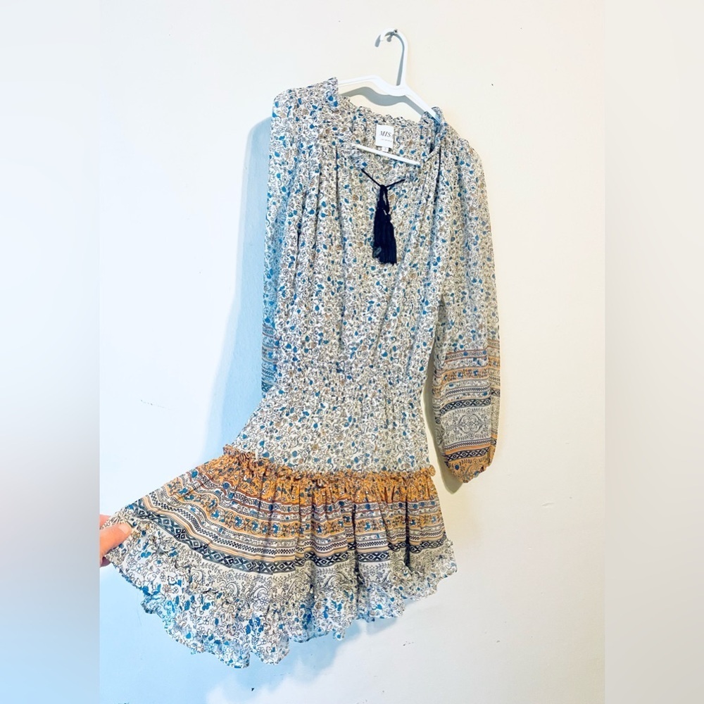 MISA Los Angeles Women's Lorena Printed Chiffon Split-Neck Mini Dress Size S EUC - Picture 5 of 8